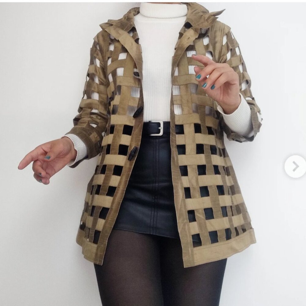 Patty Kim gold open weave top size medium